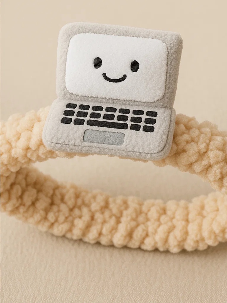 Laptop Baby Headband – Plush Smiling Computer Design for Infants
